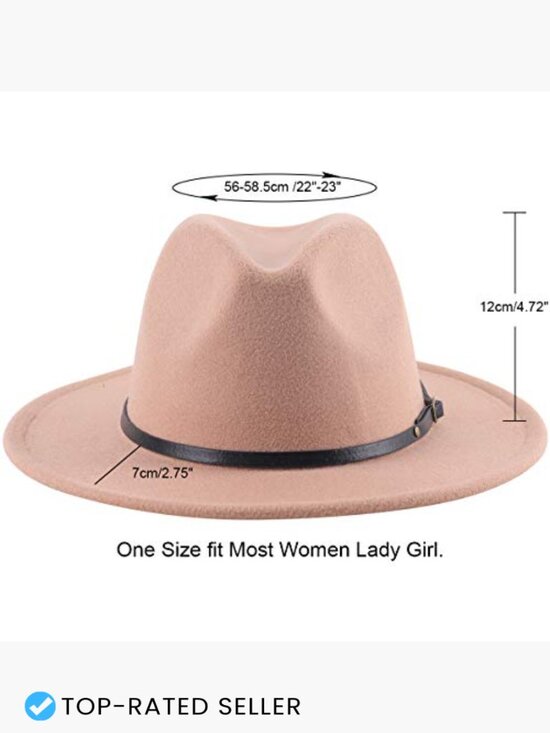 Classic Wide Brim Floppy Fedora Hat with Belt Buckle Adjustable Wool main image 4
